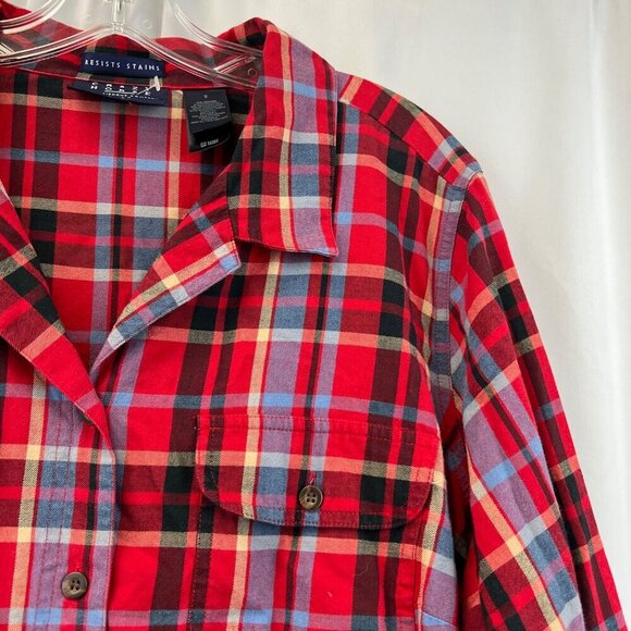 Crazy Horse Women’s Plaid Button Up Top Long Sleeve Red/Multi Size 2 - Picture 4 of 8
